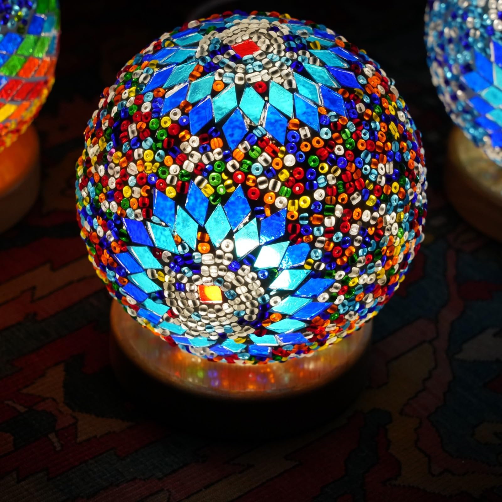 Настільна лампа Glass Patchwork Boho 15.5 x 12.5 см USB Boho Blue, фото №6