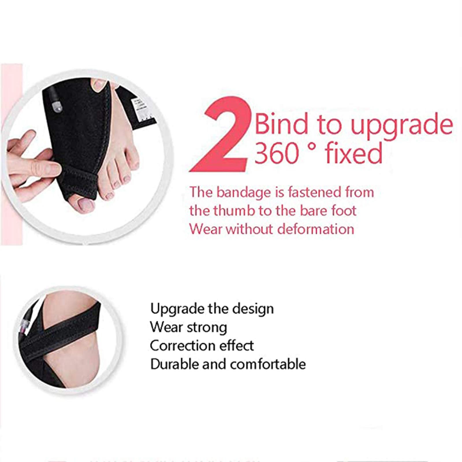 Коректор великого пальця стопи Надувний з регульованим тиском повітря, денний та нічний, для чоловіків та жінок, 1 пара, фото №3