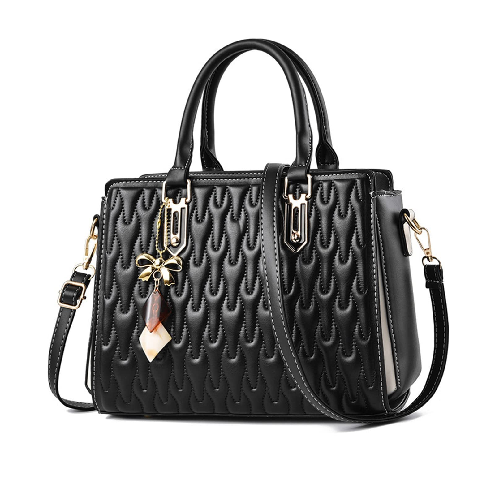 Сумка з верхньою ручкою NICOLE & DORIS, елегантна, модна, жіноча, зі штучної шкіри, середнього розміру з підвіскою, чорна, фото №1 Сумка з верхньою ручкою NICOLE & DORIS, елегантна, модна, жіноча, зі штучної шкіри, середнього розміру з підвіскою, чорна, фото №1