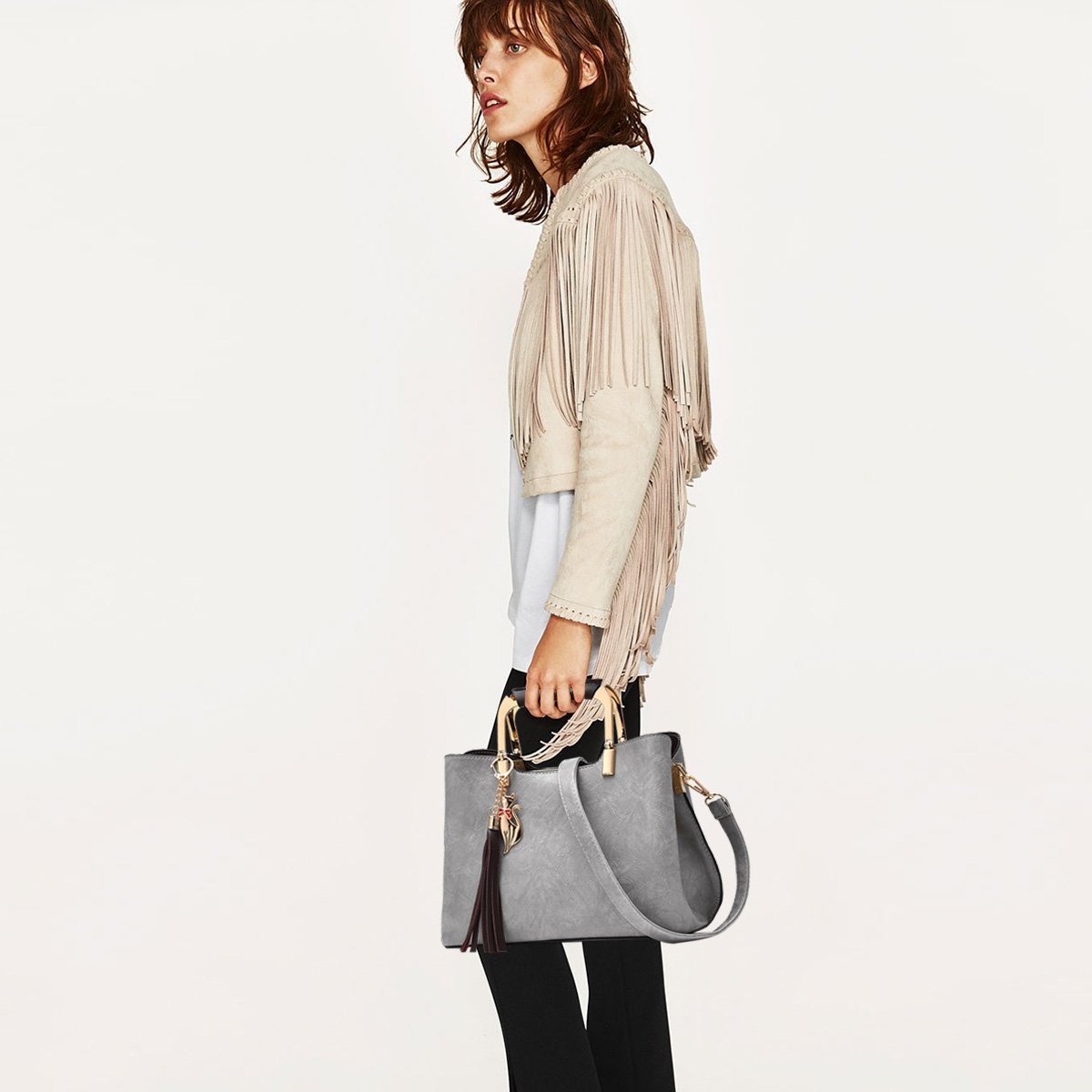 Сумка з верхньою ручкою NICOLE&DORIS Жіноча Сумка через плече Сумка-тоут з китицею для жінок зі штучної шкіри, фото №2