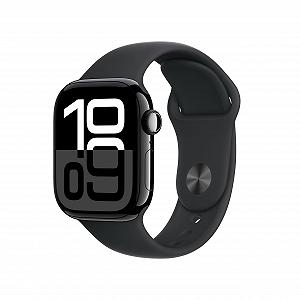 Смартгодинник Apple Series 10 (GPS 42 мм) з чорним алюмінієвим корпусом Diamond і чорним спортивним ремінцем (S/M). Фітнес-трекер, додаток ЕКГ, дисплей Always-On Retina, водозахист - Фото 1