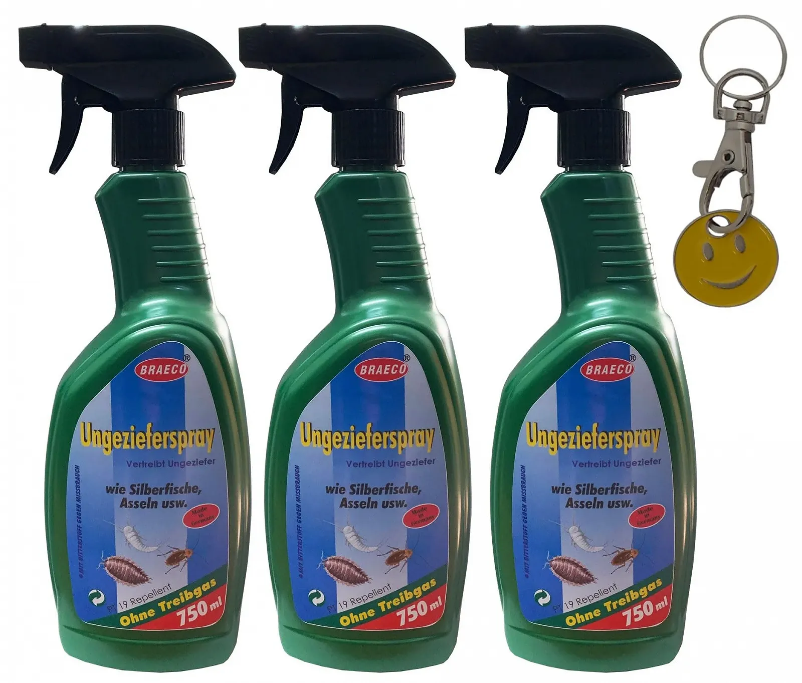 Спрей от вредителей Braeco PT 19 3 x 750 ml + жетон для тележки ILODA, фото №1