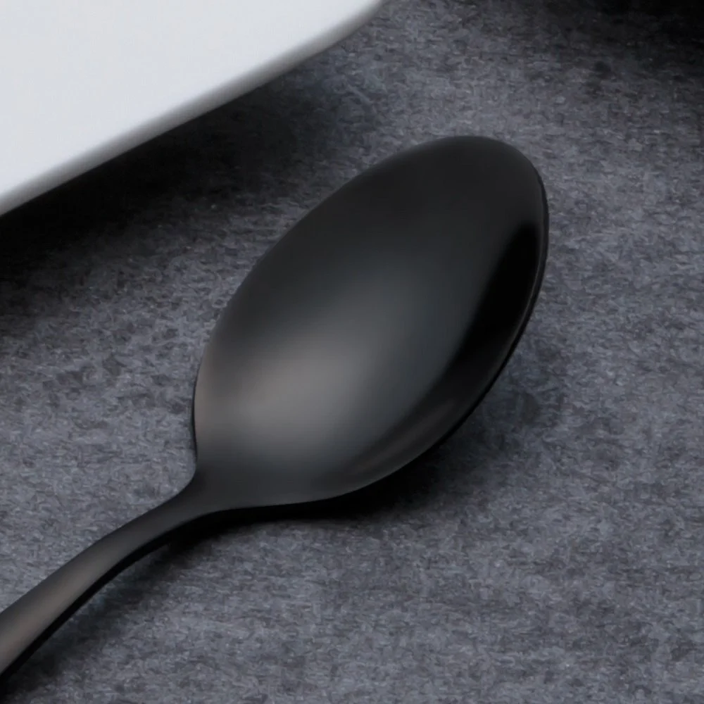 Мірні ложки для кави HOMQUEN, з нержавіючої сталі для торта, морозива, набір з 6 штук, чорні, фото №4