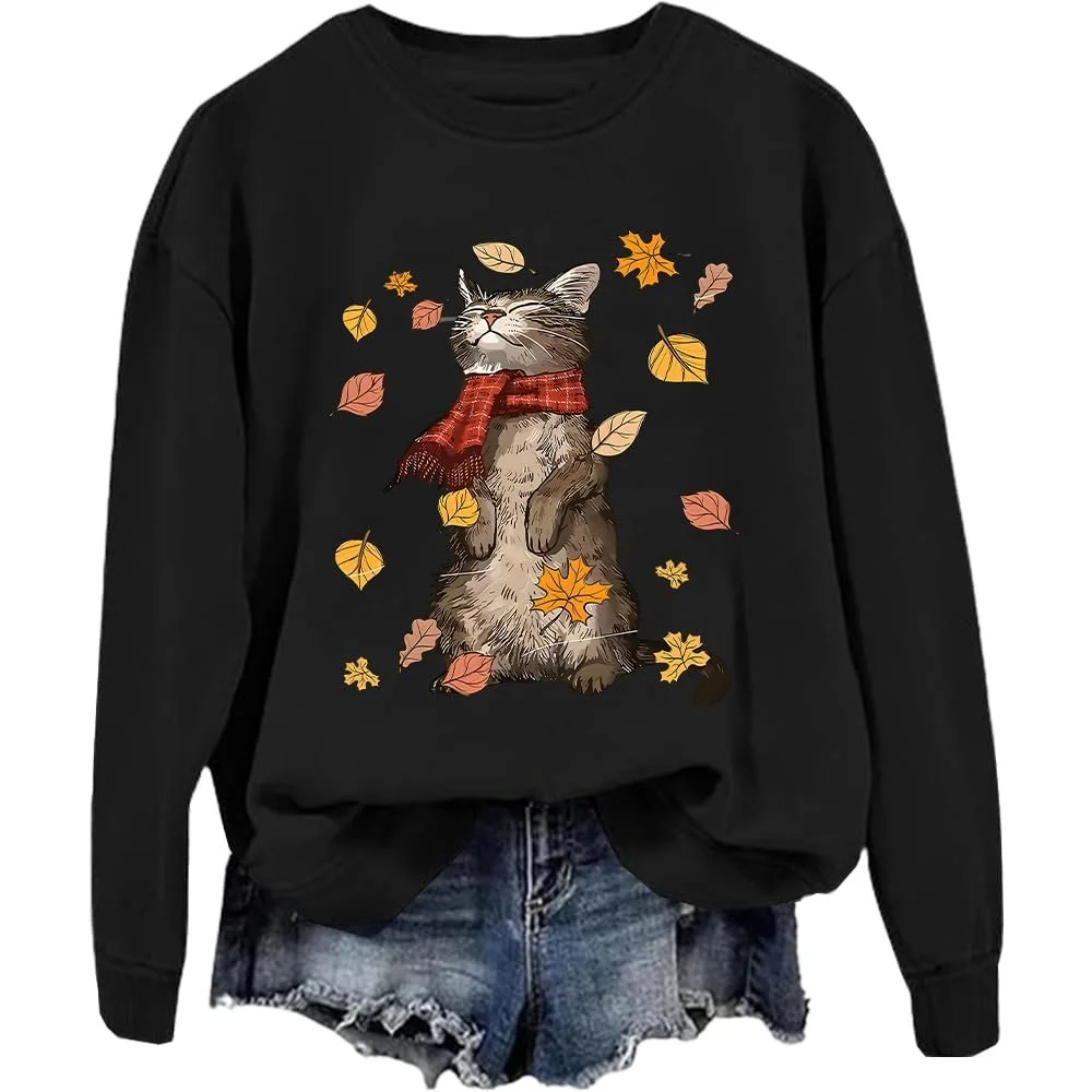 Світшот Cat Autumn Cat в осінньому листі Unisex, фото №1