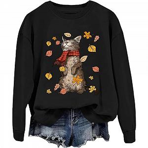 Свитшот Cat Autumn Cat в осенних листьях Unisex - Фото 1