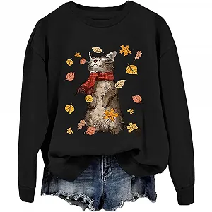 Свитшот Cat Autumn Cat в осенних листьях Unisex - Фото 1