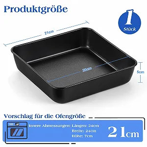 Форма для выпекания Joyfair Квадратная из нержавеющей стали 21 x 21 x 5 см для брауни и лазаньи synthetic.ua - Фото 1