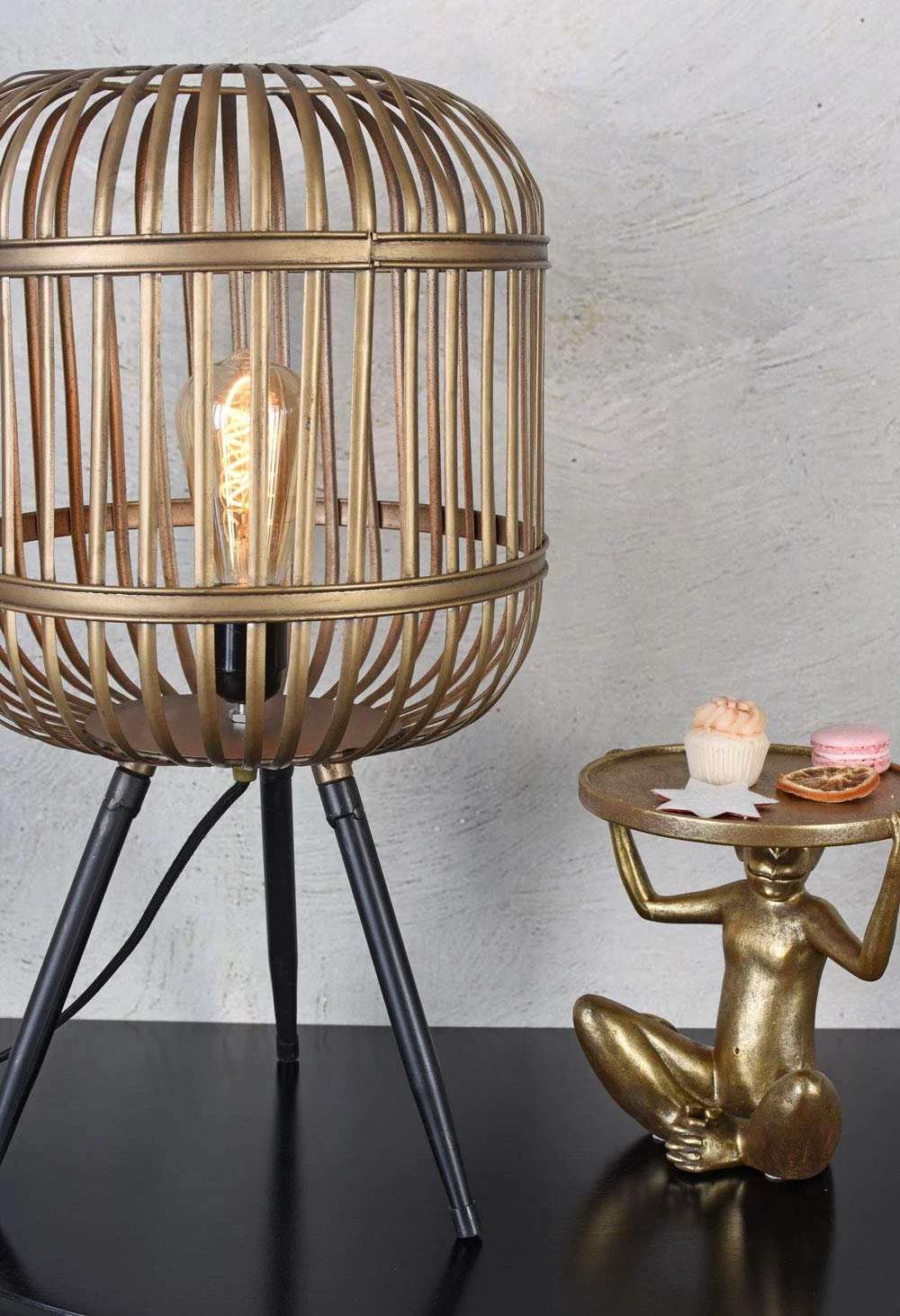 Настольная лампа Palazzo Industrial Bird Cage металлическая бежевая, фото №4