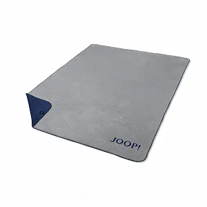 Плед Joop! Uni Doubleface 150 x 200 см Срібний / Темно-синій synthetic.ua - Фото 1
