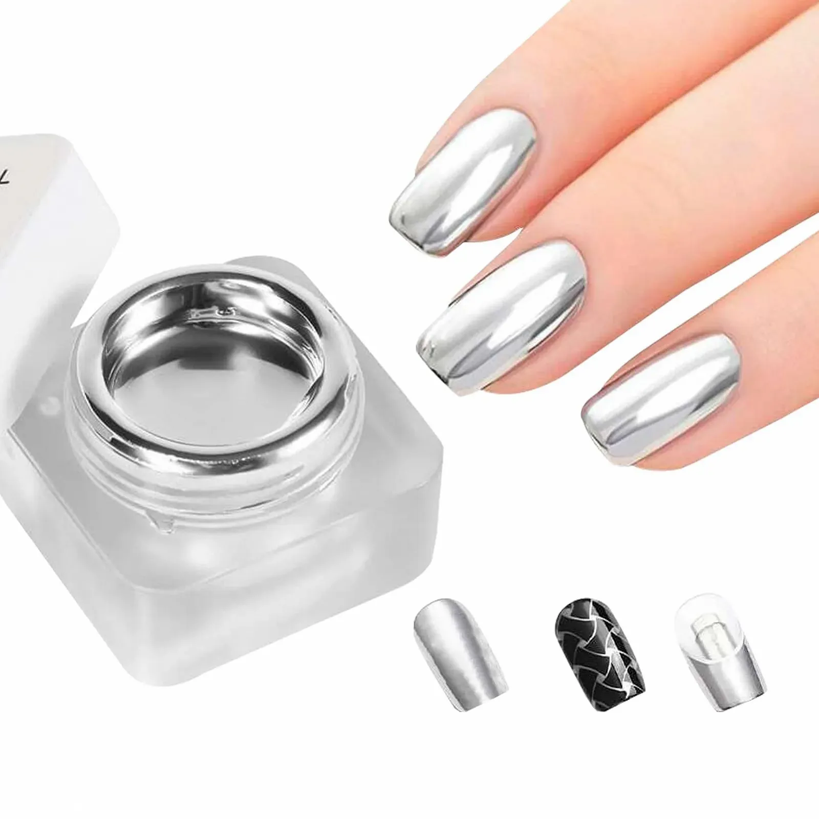 Металл-гель лак Зеркальный серебряный, фото №8 Металл-гель лак Зеркальный серебряный, фото №8