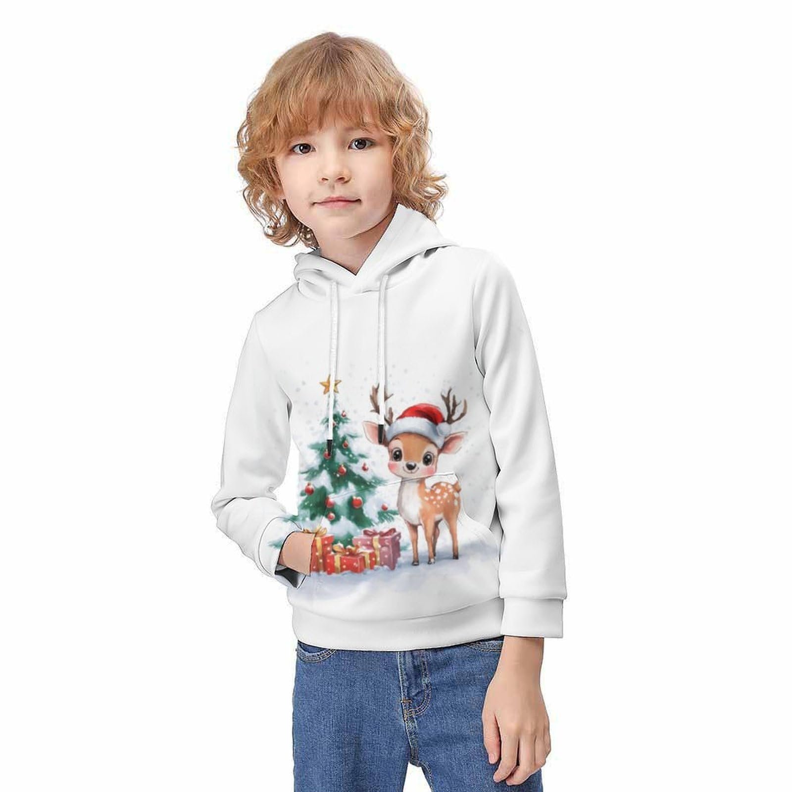 Худі Різдвяний олень для дівчаток і хлопчиків, пуловер, 3D-принт, фото №3