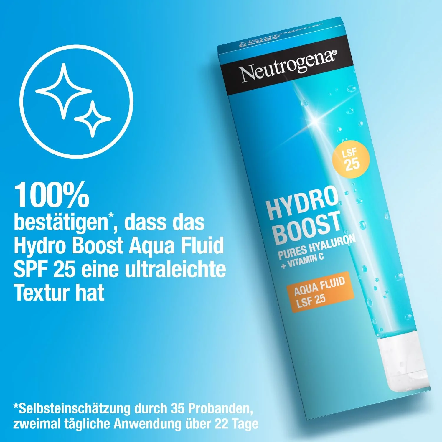 Денний крем Neutrogena Hydro Boost Aqua Fluid з гіалуроновою кислотою та вітаміном C SPF 25 50 мл, фото №4