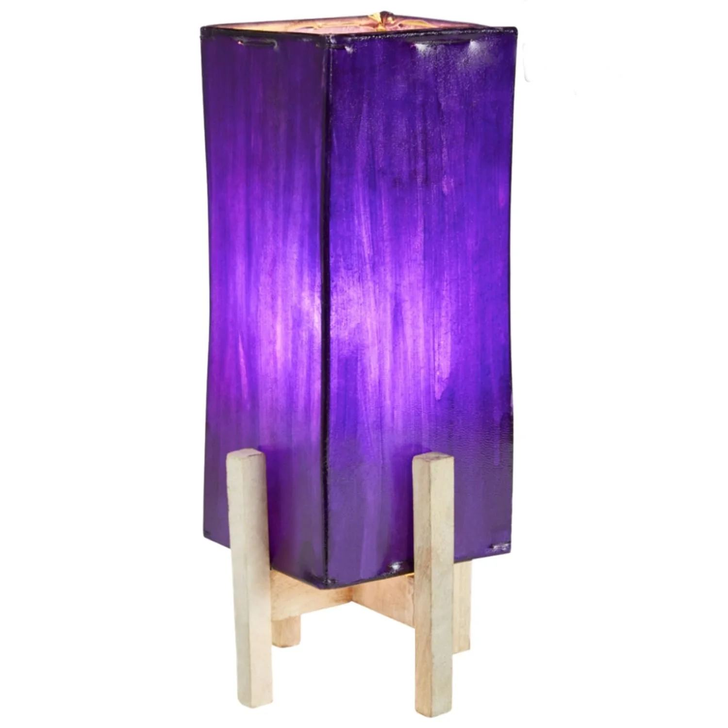 Настільна лампа Janka шкіряна фіолетова з білим каркасом 39 см набір з 2 шт, фото №1