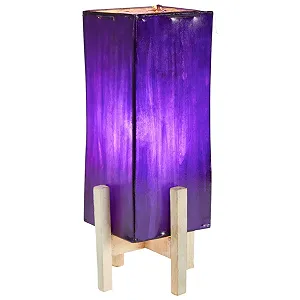 Настільна лампа Janka шкіряна фіолетова з білим каркасом 39 см набір з 2 шт - Фото 1