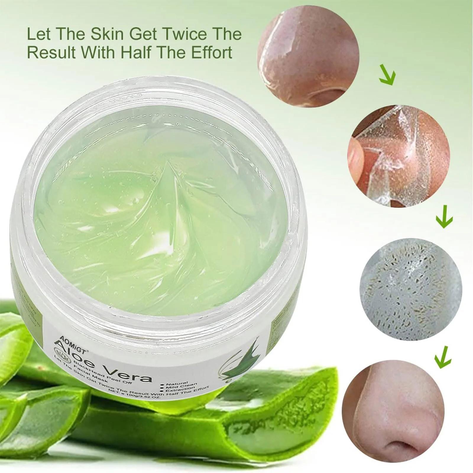 Маска від чорних цяток Aloe Vera з гіалуроновою кислотою 100 г / 3.52 fl.oz, фото №2