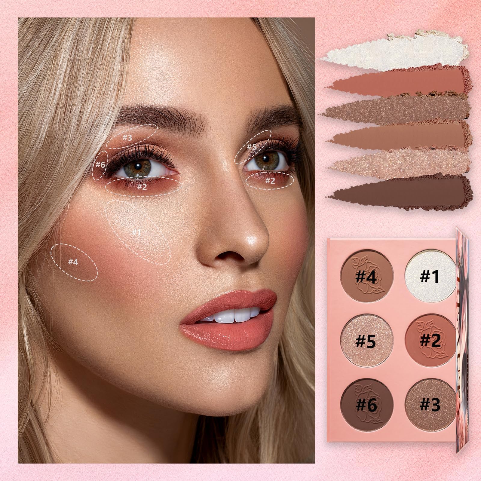 Палитра Prreal Contour Blush Highlighter, 6 цветов Бронзеры, фото №3