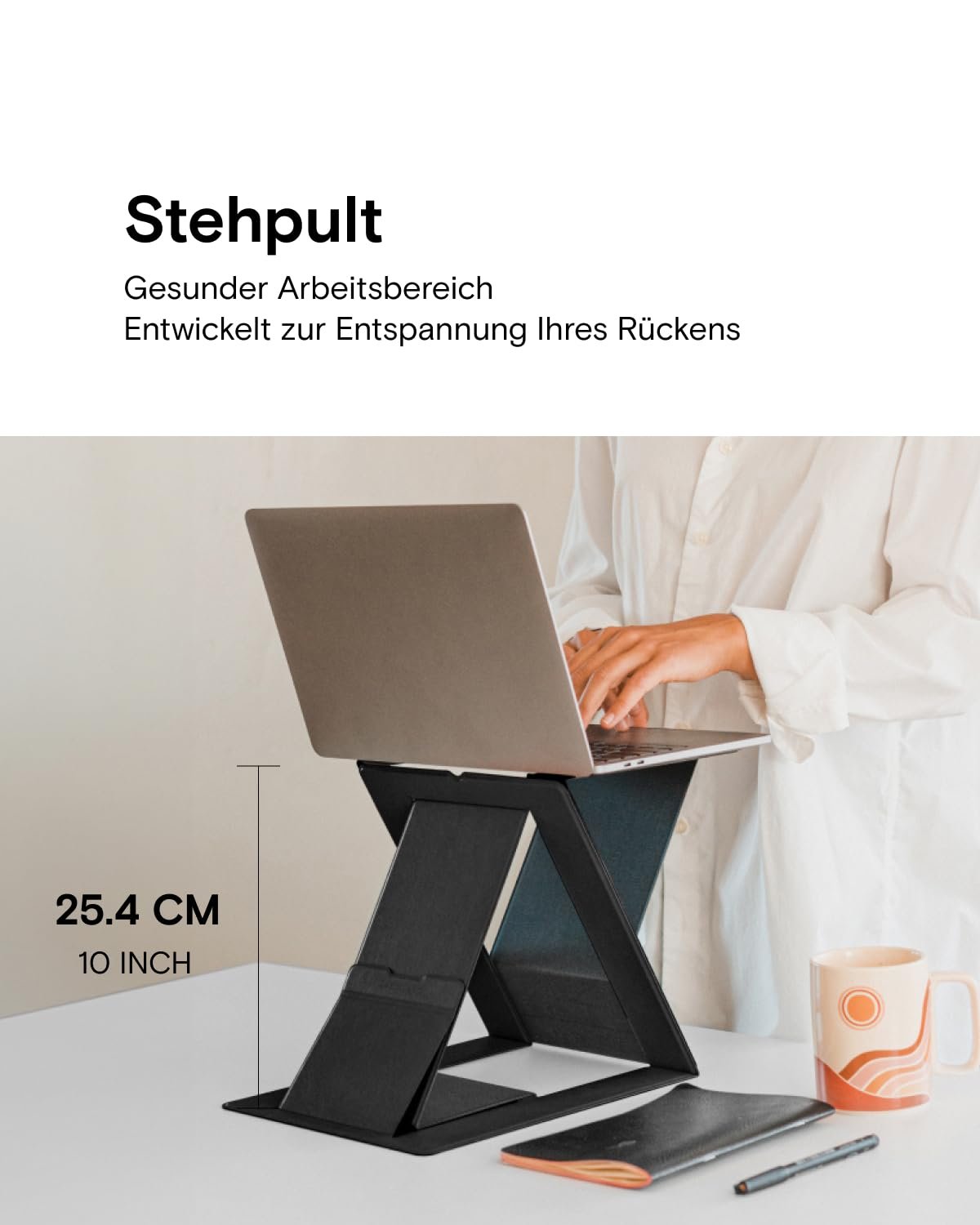 Подставка-трансформер MOFT Z Invisible Thin, регулируемый угол наклона сидя/стоя, совместима с большинством ноутбуков Серый, фото №3