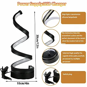 Настільна лампа LED Spiral Design Dimmable USB Чорна 12 x 4 дюйми synthetic.ua - Фото 1