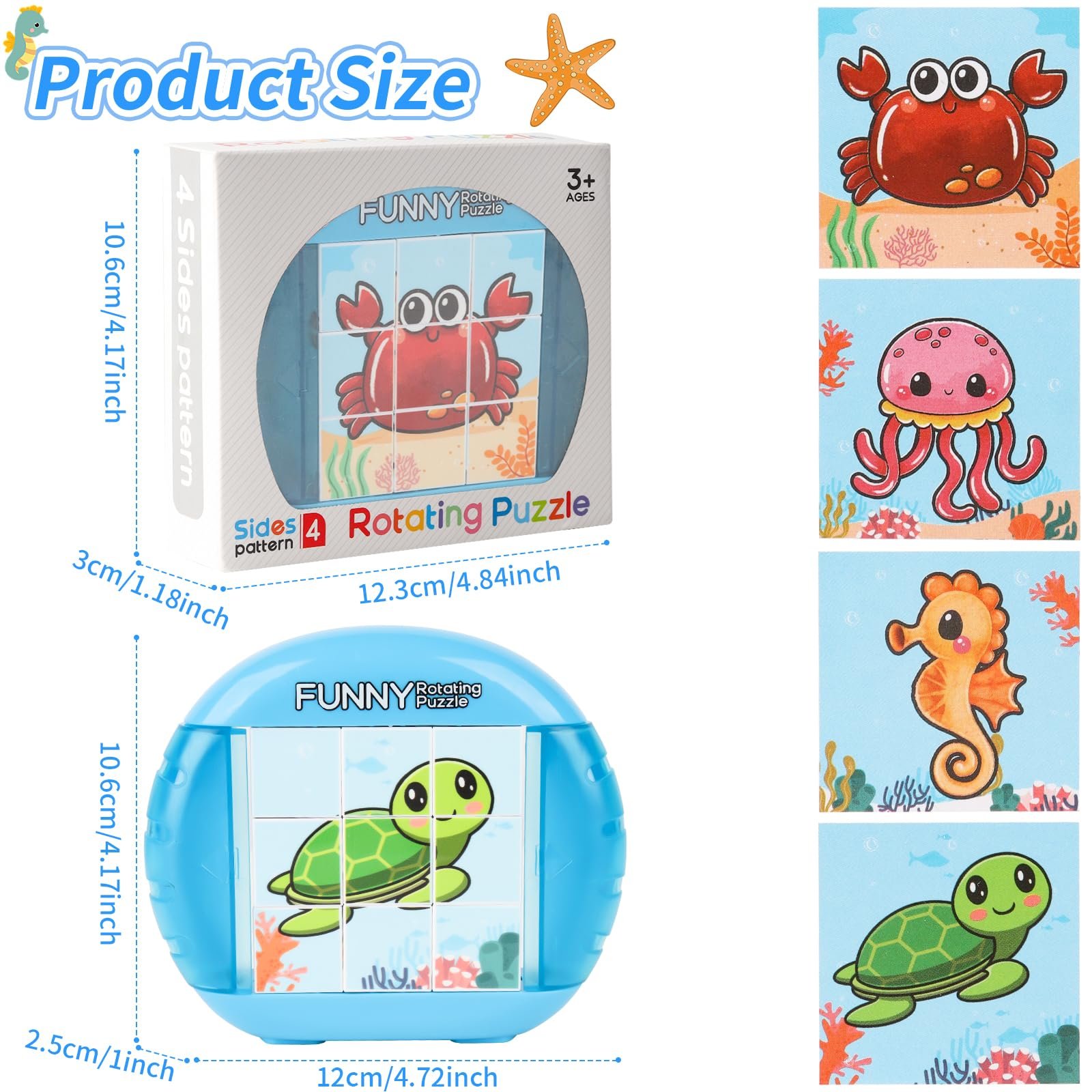 Пазл 3D 4-в-1 Montessori Sea Life 9 деталей, фото №2