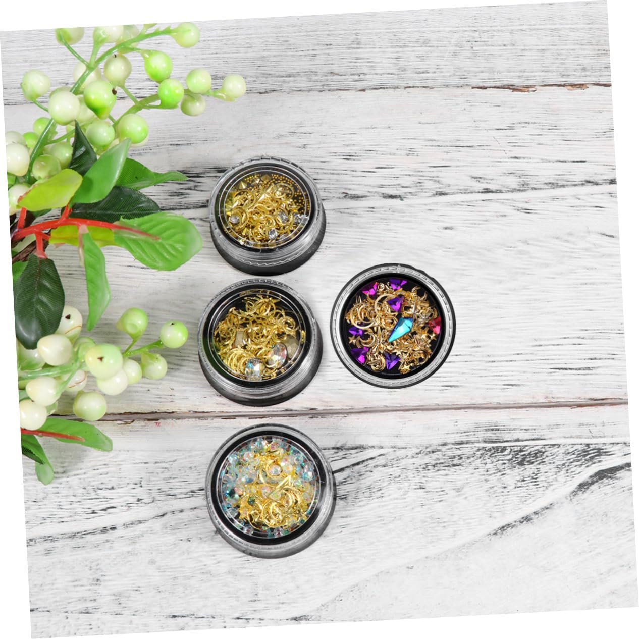 Стразы для ногтей Healeved, 4 шт, разноцветные, медная пластина, фото №2