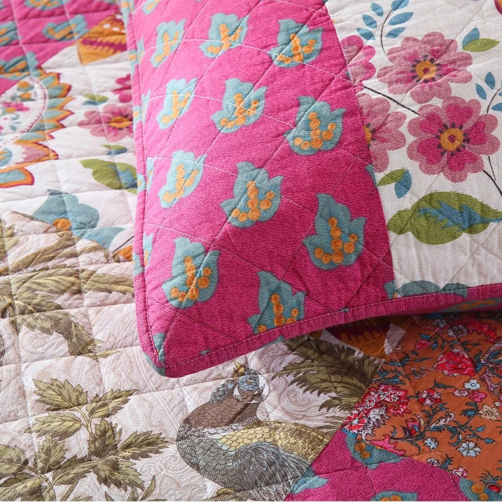 Покрывало VISIMISI 240 x 260 см, комплект постельного белья 250 x 270 см, хлопковое одеяло с 2 наволочками, лоскутный стиль с цветочным узором, цветное покрывало в стиле пейсли, стеганое для двуспальной кровати, фото №6