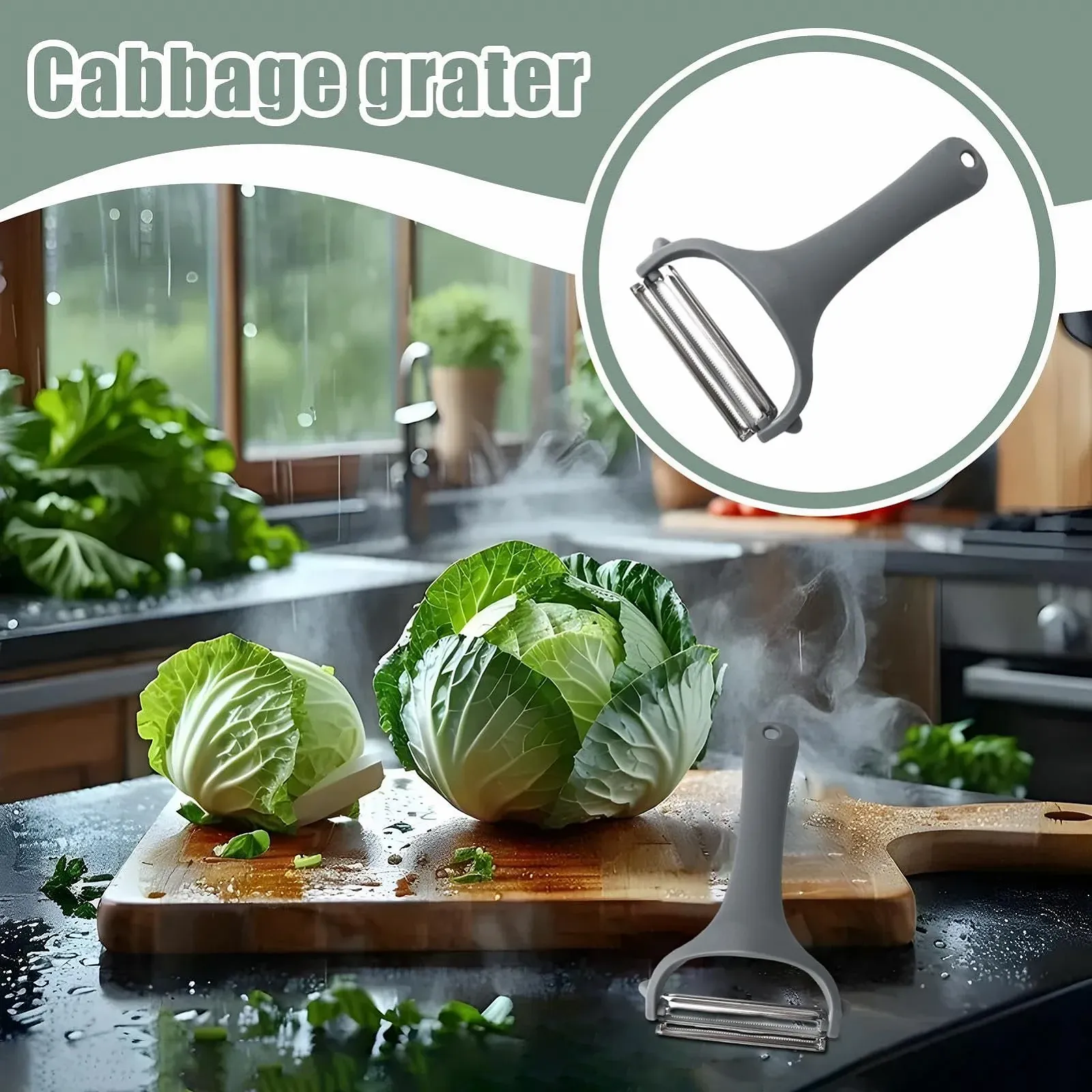 Терка для капусти, кухонний прилад для нарізання та очищення капусти, фото №3