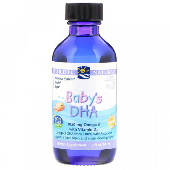 Омега 3 Nordic Naturals Baby's DHA with Vitamin D3 2 fl oz 60 ml, фото №1