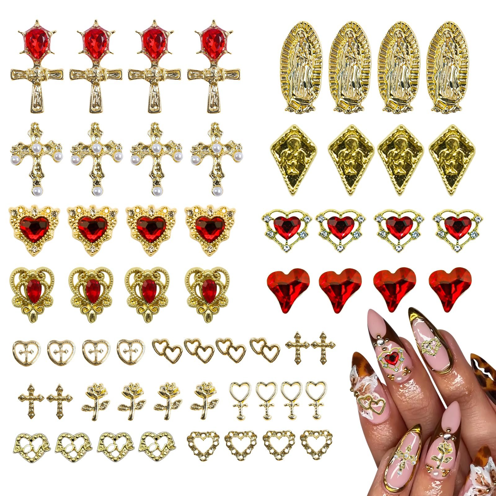 Украшения для ногтей 60 шт., 2k стиль, маленькие подвески и драгоценные камни для ногтей, персонализированные аксессуары, различные формы, украшения для ногтей со стразами, фото №1