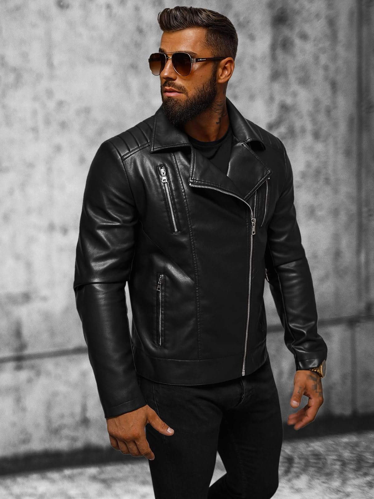 Куртка Biker из искусственной кожи OZONEE JS/11Z8056Z, разные цвета, фото №3