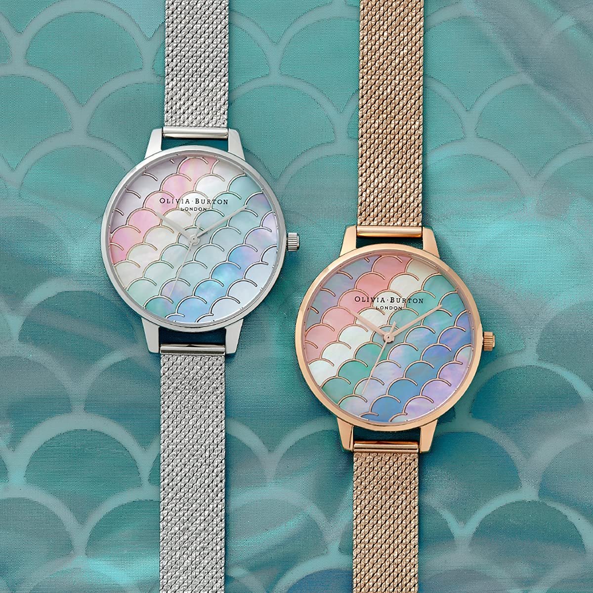 Жіночий аналоговий кварцовий годинник Olivia Burton Under The Sea Collection OB16US46, перламутровий циферблат, срібний браслет з нержавіючої сталі, фото №8