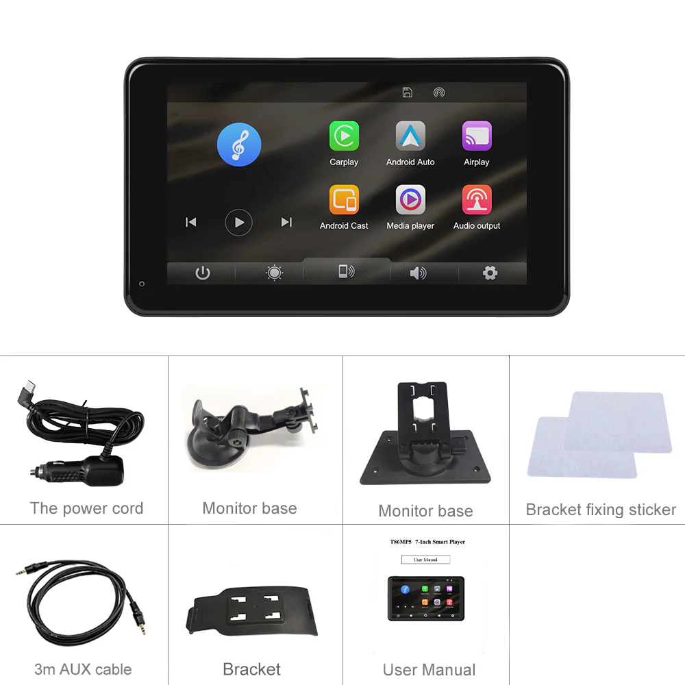 Автомагнітола Podofo A3135 / 7" / Сенсорна / Apple CarPlay / Android Auto / Bluetooth / WI-FI / GPS / FM / USB / AUX / TF Card, фото №8