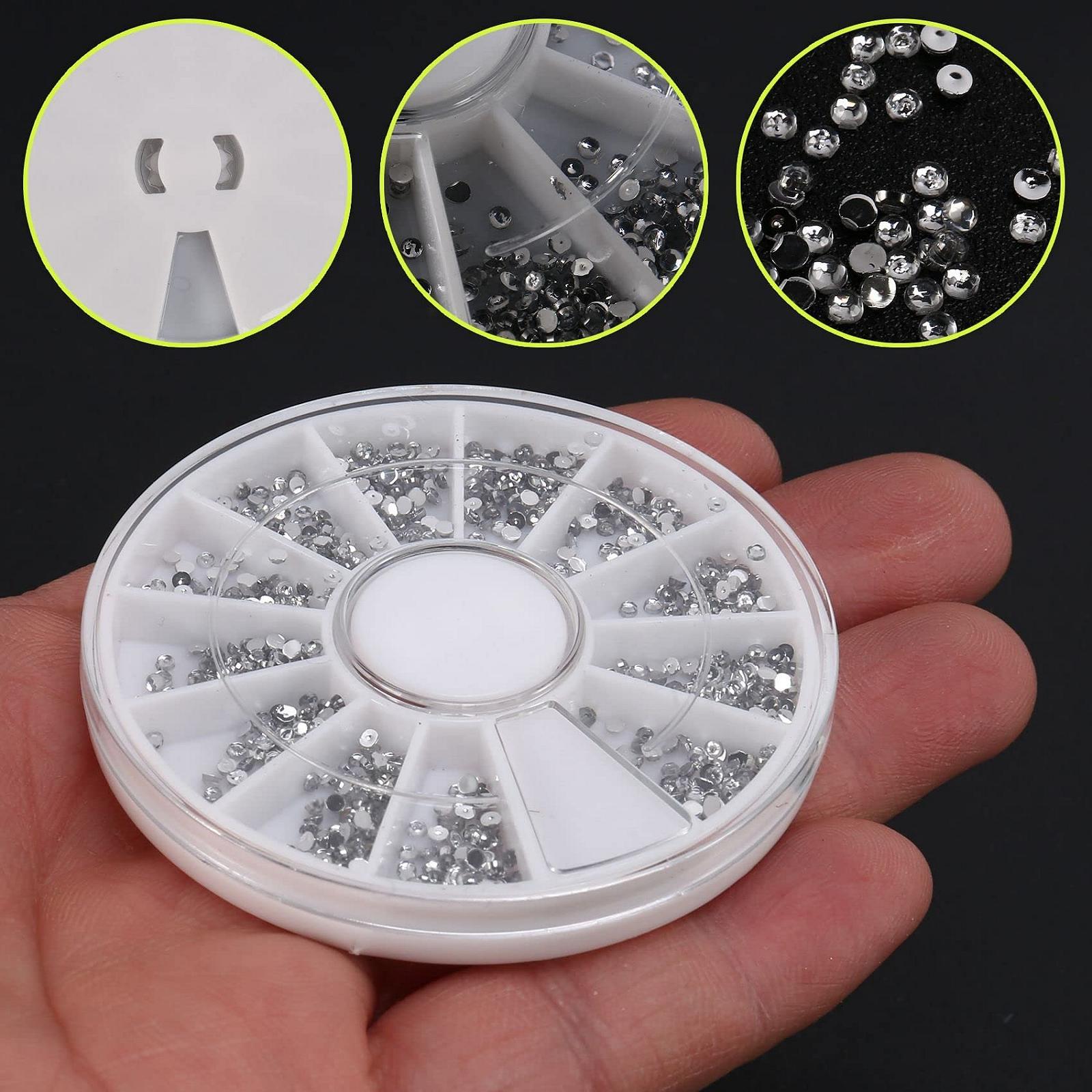 Стрази Срібні в коробці для манікюру та дизайну нігтів, блискучі, 1.5 мм, в диску, фото №7