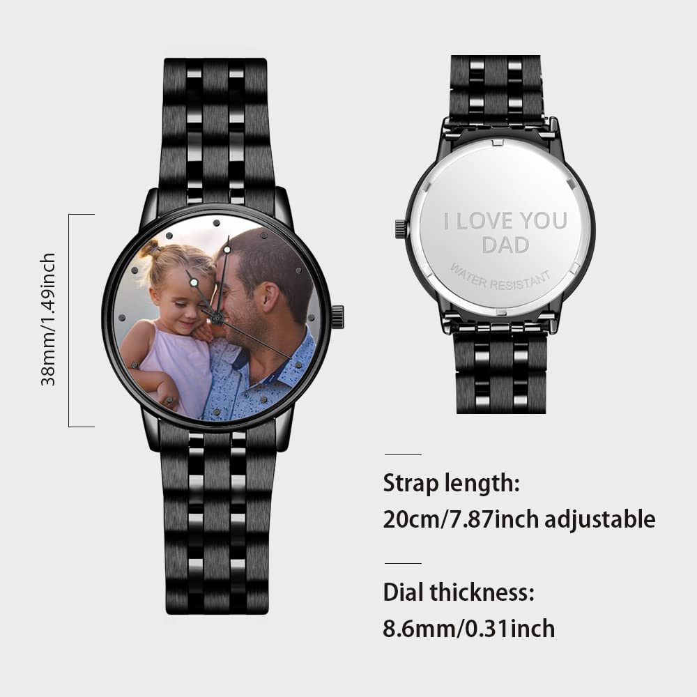 Часы VEELU Personalised Photo для мужчин Watch с фото аналоговый металлический ремешок серебристый/розовое золото классический циферблат водостойкий, фото №6