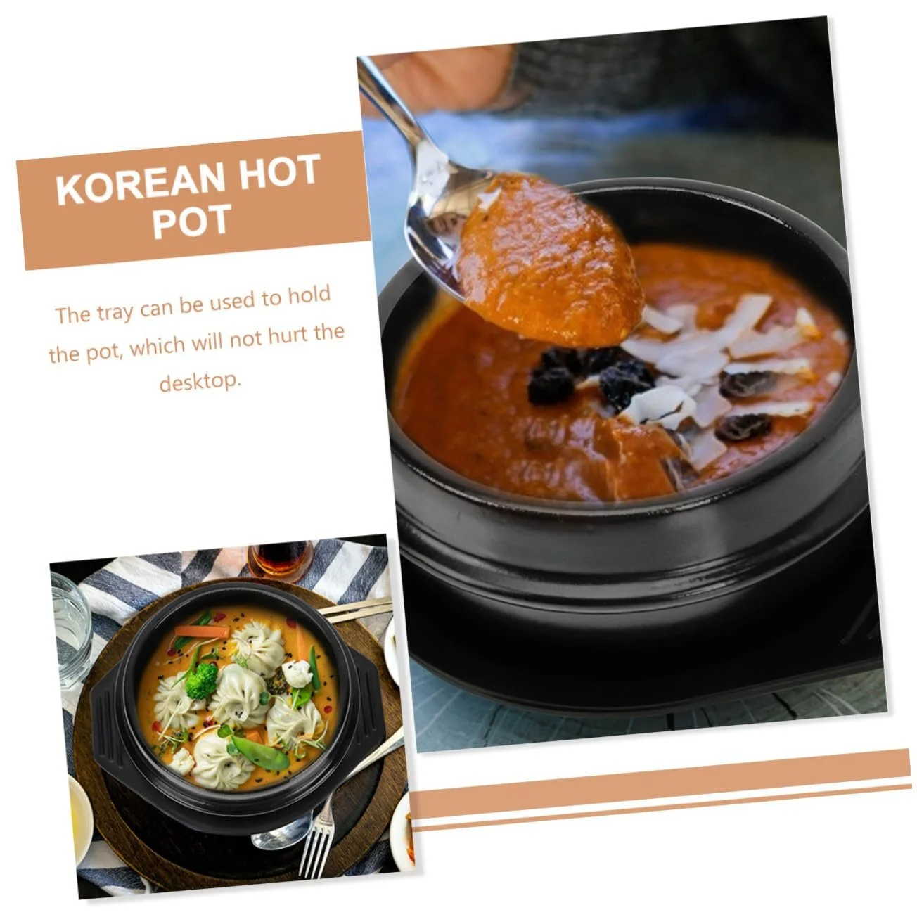 Каструля керамічна з підносом для бібімбапу та рису для газової плити, фото №8