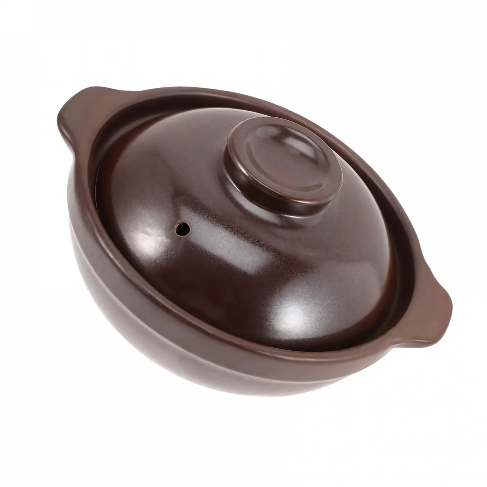 Керамічна каструля для тушкування З кришкою Термостійка Коричнева, фото №1