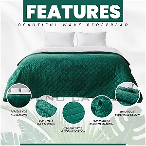 Покрывало GC GAVENO CAVAILIA Pinsonic стеганое Легкое покрывало Большая кушетка кровать Зеленый 150x200см synthetic.ua - Фото 1