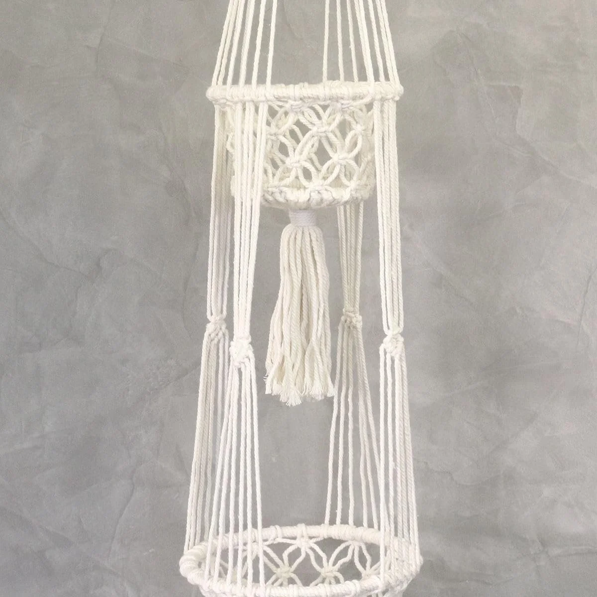 Підвісний кошик Oriental Galerie Макраме Бохо Подвійний 125 см Білий, фото №4