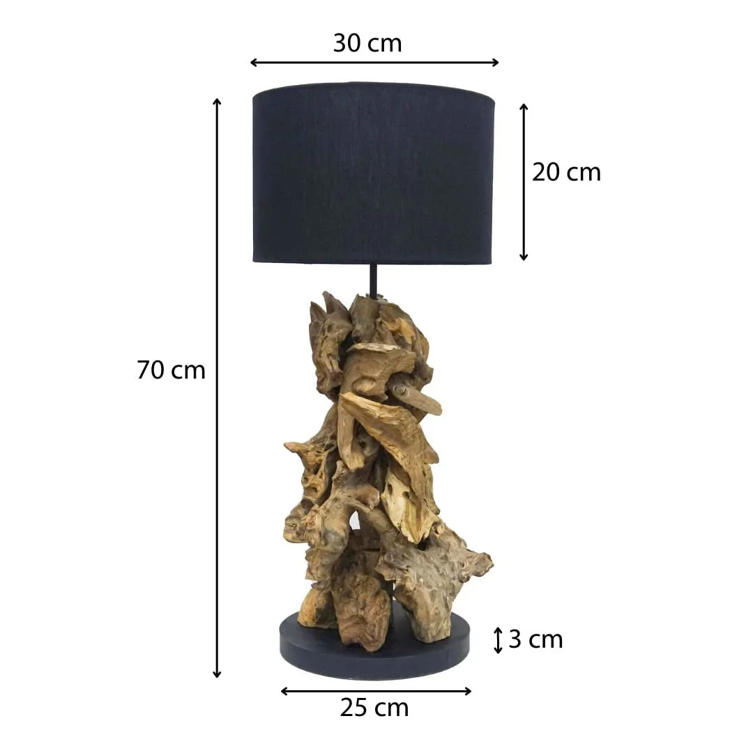 Настільна лампа AquaOne Denver Natural 70 см з натурального дерева з чорним абажуром Ручна робота, фото №4