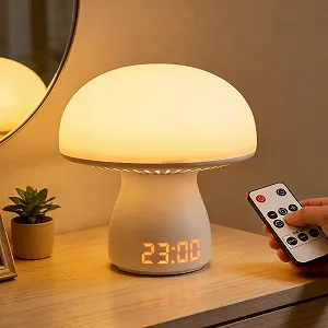 LED Настільна лампа Mushroom Lamp Wireless Touch Dimmable Clock 3600 mAh - Фото 1