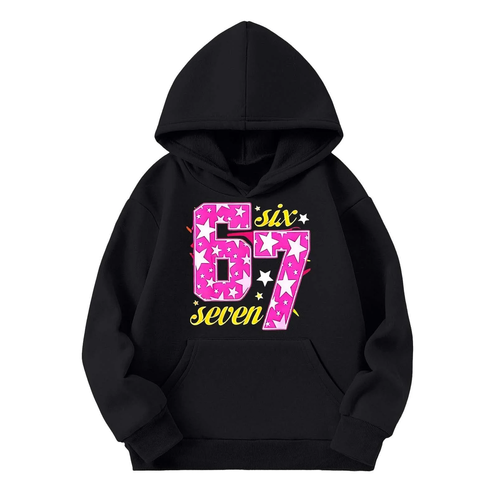 Детский пуловер 67 - Толстовка с длинными рукавами и капюшоном для девочек с карманом и игривым принтом, идеально подходит для детей и отдыха, фото №2