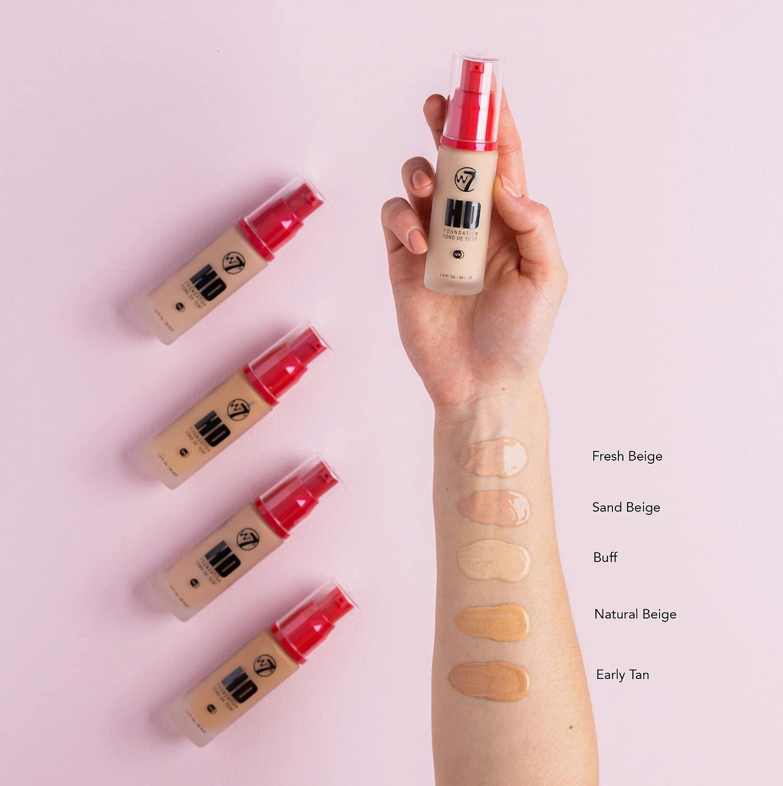 Тональный крем W7 HD Foundation Песочный беж Лёгкое до среднего покрытия, легкий и долговечный, фото №3