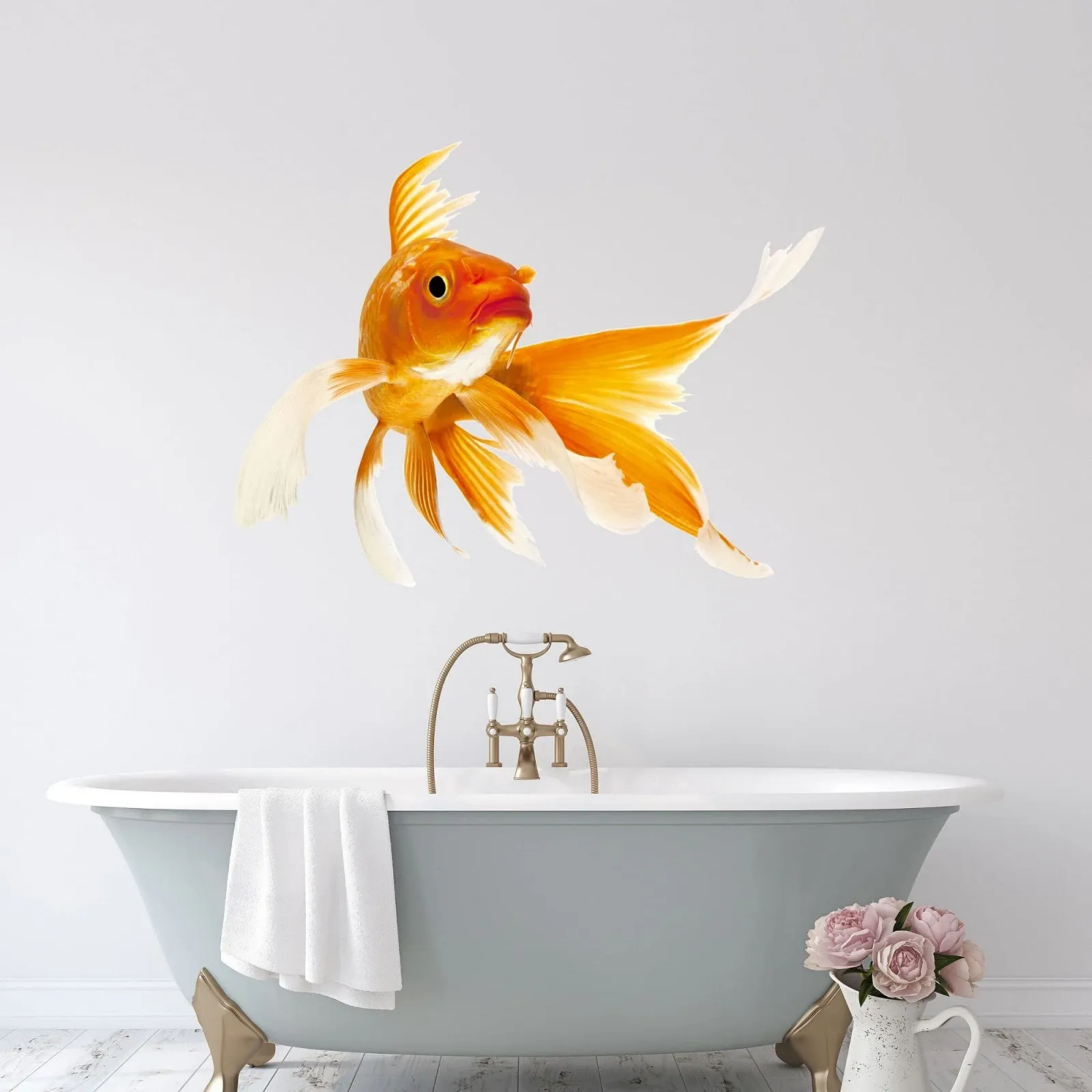 Наклейка на стену GRAZDesign Золотая рыбка Водонепроницаемая 40 x 30 см, фото №3