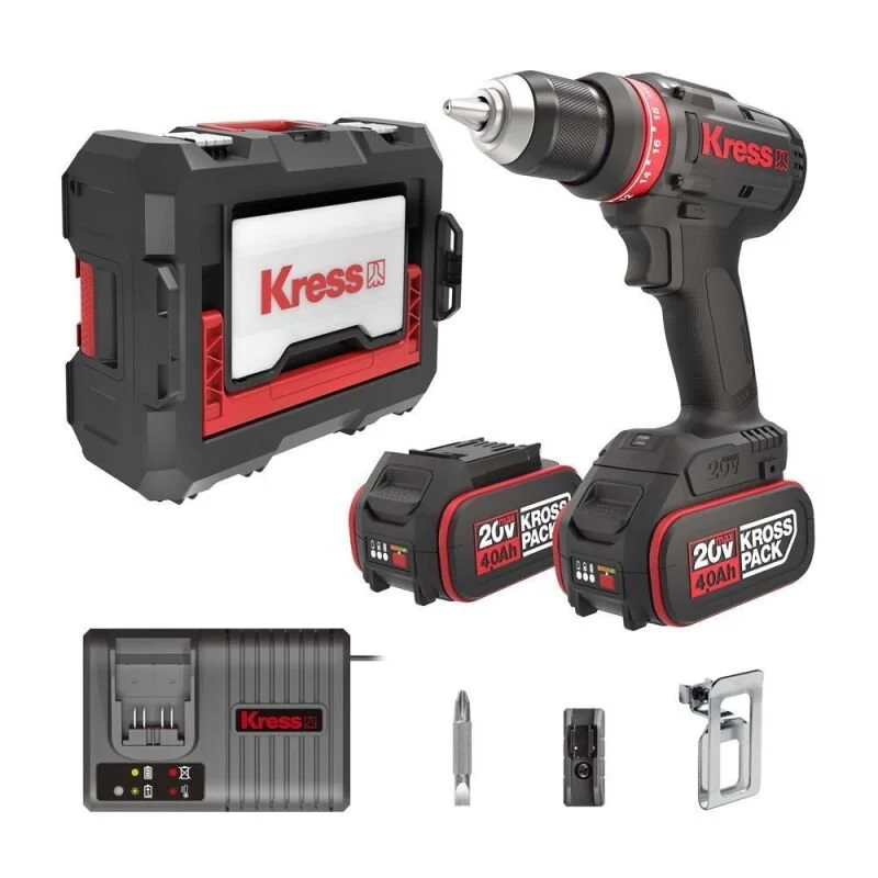 Дриль-шуруповерт акумуляторний KRESS KUA72.1 / Безщітковий / 65 Нм / 2000 об/хв / 13 мм патрон / Німецький виробник / Чорний-Червоний, фото №1