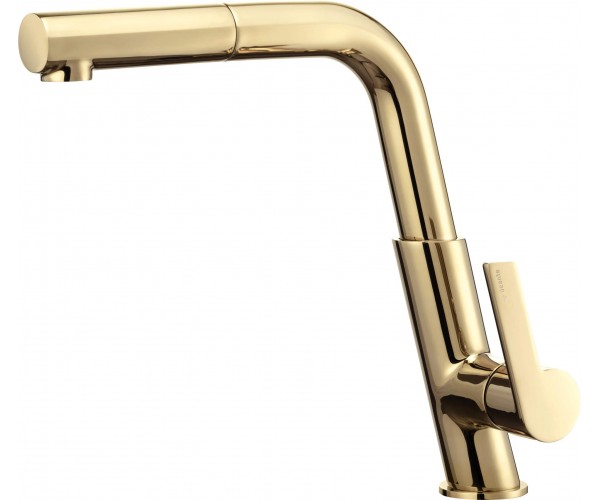 Deante Змішувач для кухні Silia довж виливу 233мм витяжний 1 важіль золотий, фото №1 Deante Змішувач для кухні Silia довж виливу 233мм витяжний 1 важіль золотий, фото №1