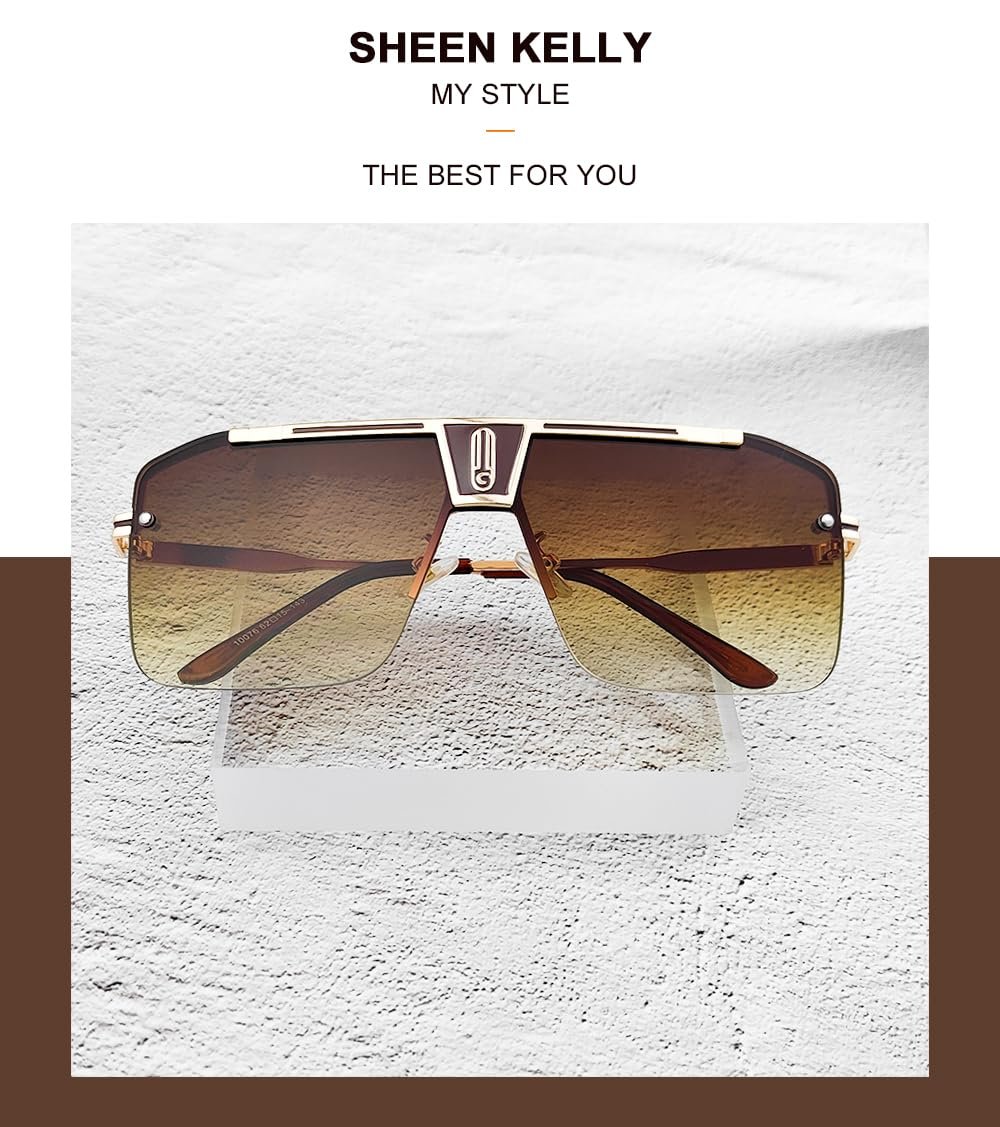 Сонцезахисні окуляри SHEEN KELLY Ретро Великого розміру для чоловіків і жінок, фото №5
