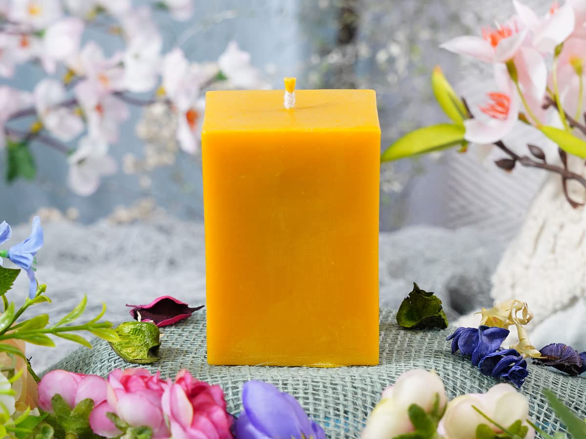 Свеча tea4chill Beeswax Парафиновая 100% Пчелиный Воск Медовая Столбиковая Свеча Квадратная 6 х 9 см Ручная работа, фото №4