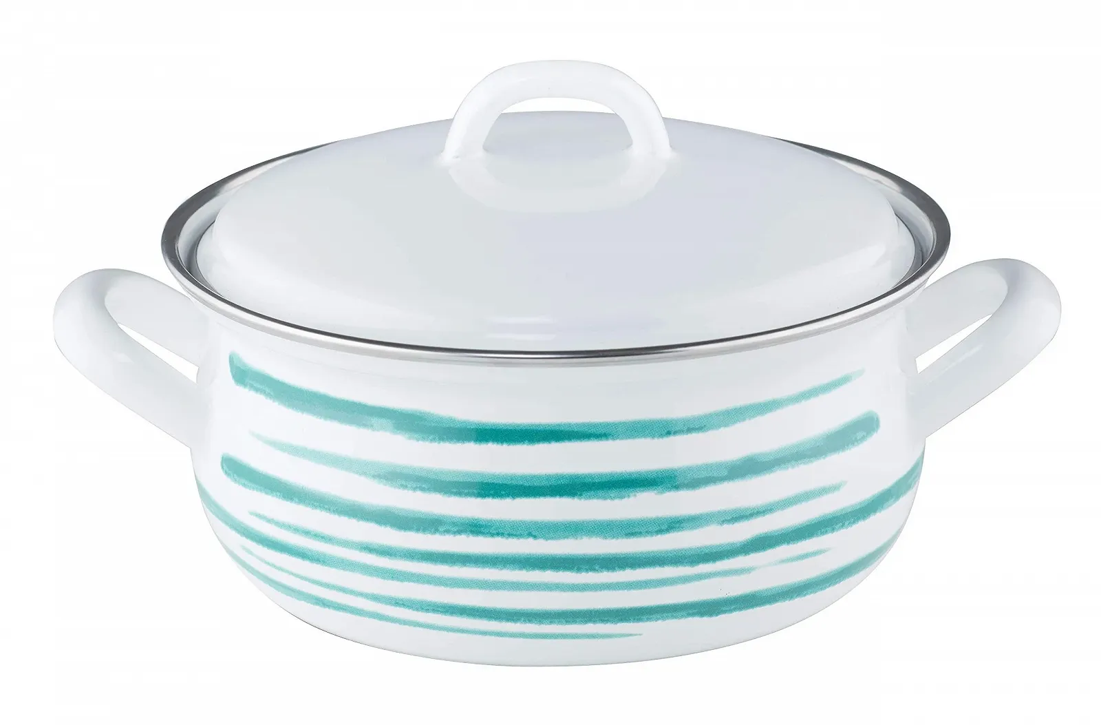 Кастрюля Riess Country 0169-048 с крышкой эмалированная 16 см 1 л Flamed Green, фото №1