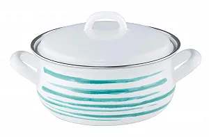 Кастрюля Riess Country 0169-048 с крышкой эмалированная 16 см 1 л Flamed Green - Фото 1