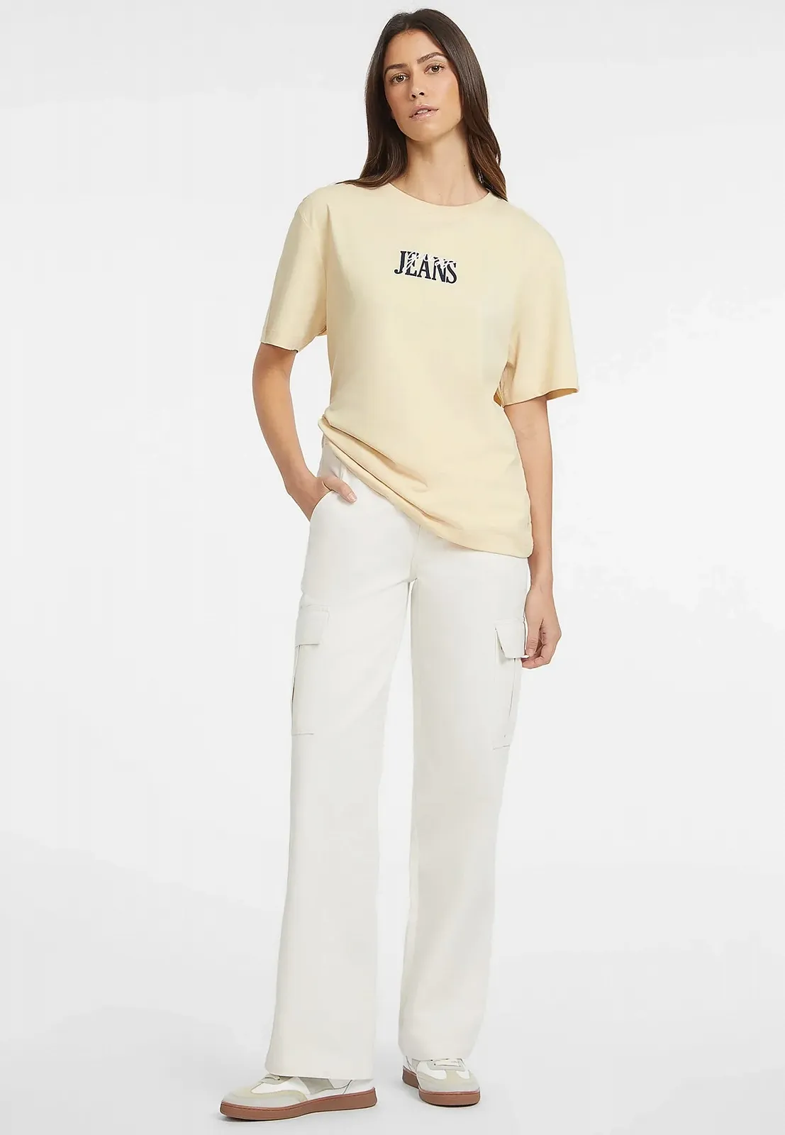 Женская футболка Guess Jeans, Кремовая, S, фото №5
