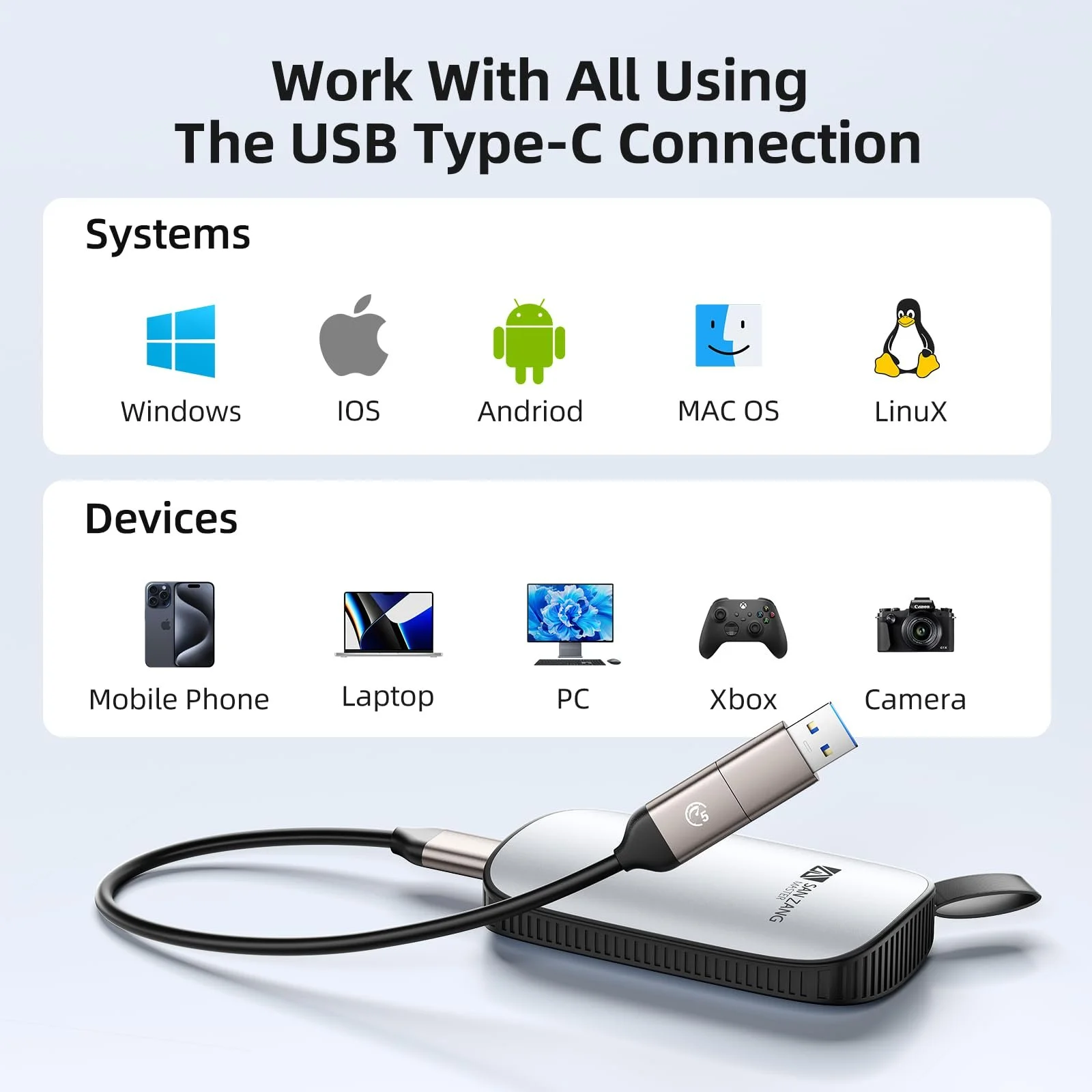 Зовнішній SSD SAN ZANG MASTER 512GB Portable USB-C Aluminium Case, фото №5